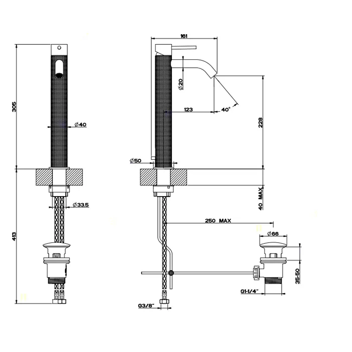 Смеситель для раковины высокий CESELLO 239 Steel Brushed GESSI