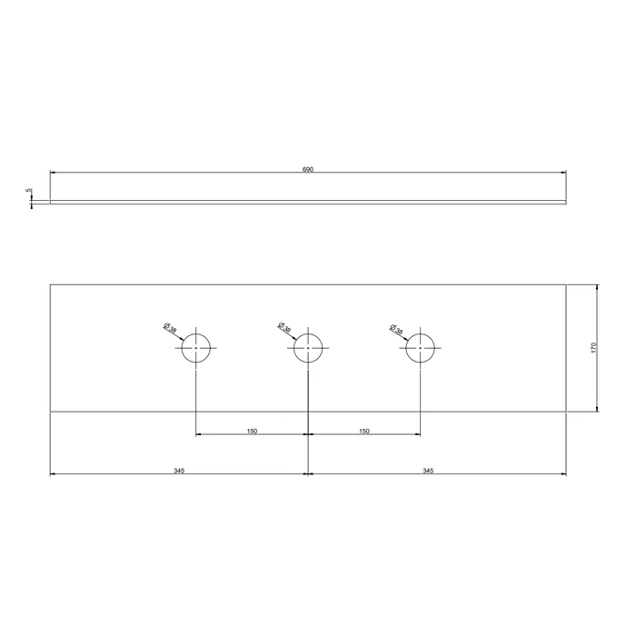 Пластина на 3 отверстия для монтажного бокса