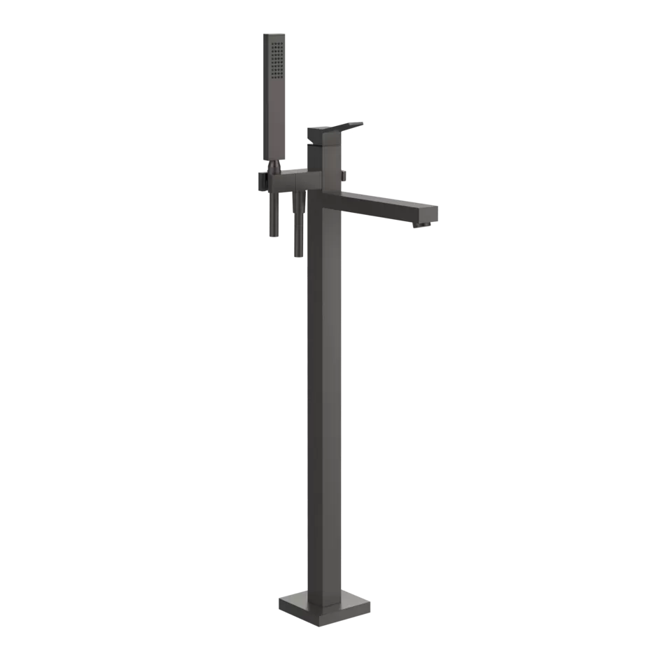 Смеситель для ванны напольный с душевым набором без скрытой части RETTANGOLO K 707 Black Metal Brushed PVD GESSI