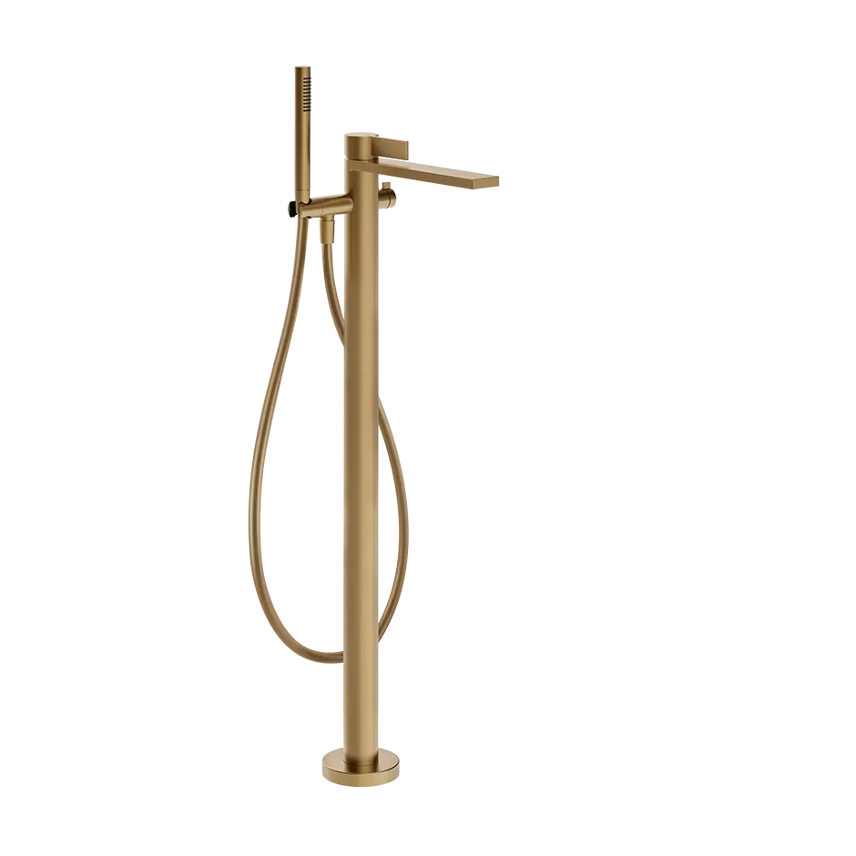 Смеситель для ванны напольный с душевым набором без скрытой части INVERSO DIAMANTATO 726 Warm Bronze Br. PVD GESSI