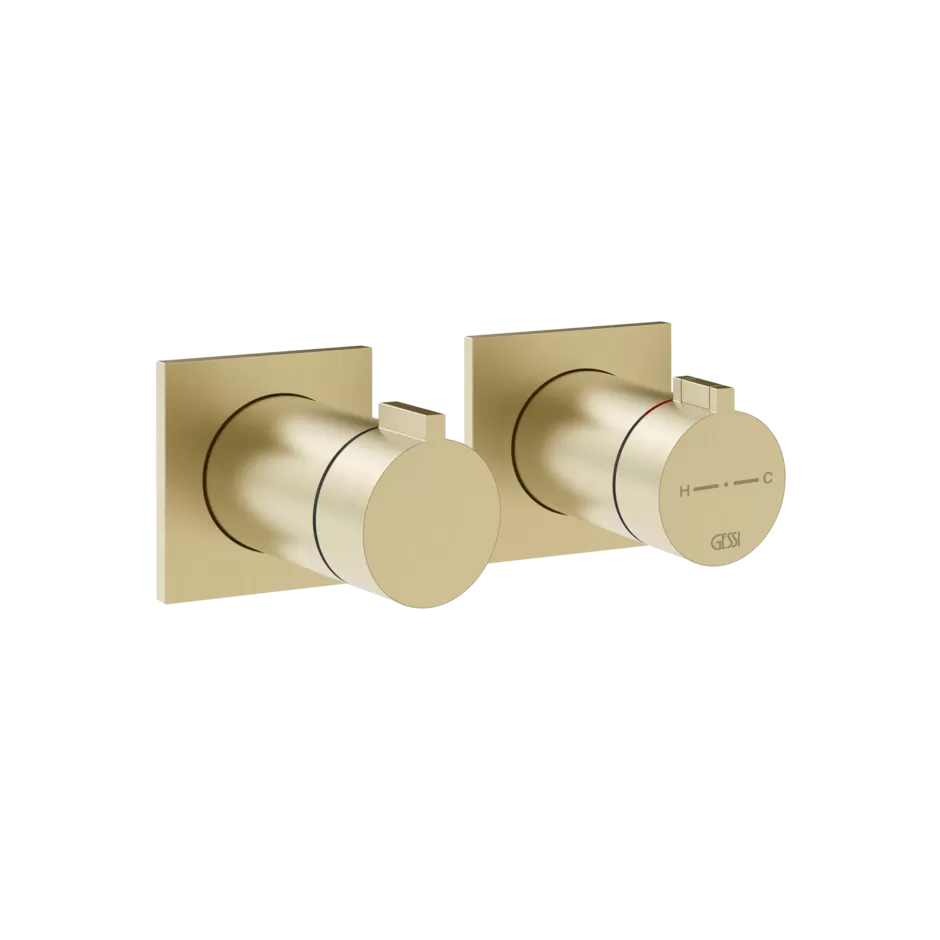 Смеситель для ванны/душа термостатический скрытого монтажа внешняя часть 3 потока INVERSO 727 Brushed Brass PVD GESSI