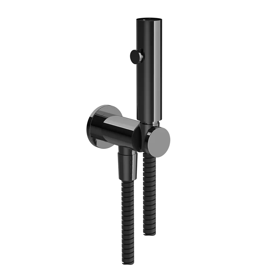 Гигиенический душ со шлангом держателем и скрытым подключением без смесителя 706 Black Metal PVD GESSI