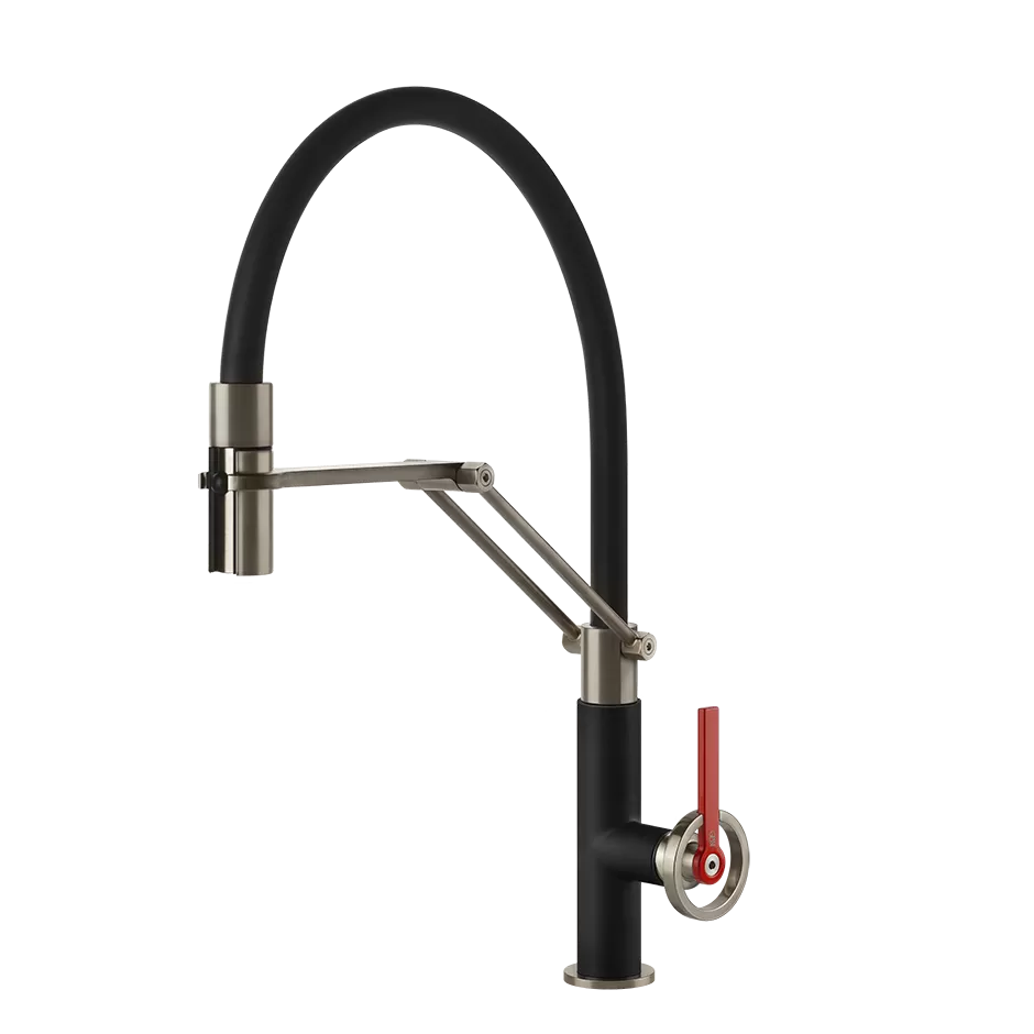 Смеситель для кухни гибкий излив OFFICINE GESSI 599 Finox/Matt Black GESSI