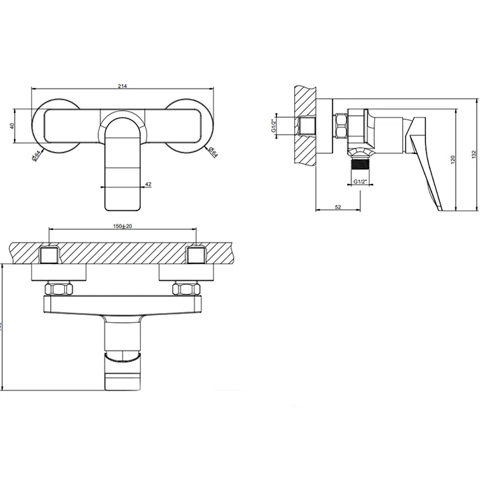 Смеситель для душа настенный RILIEVO 031 Chrome GESSI