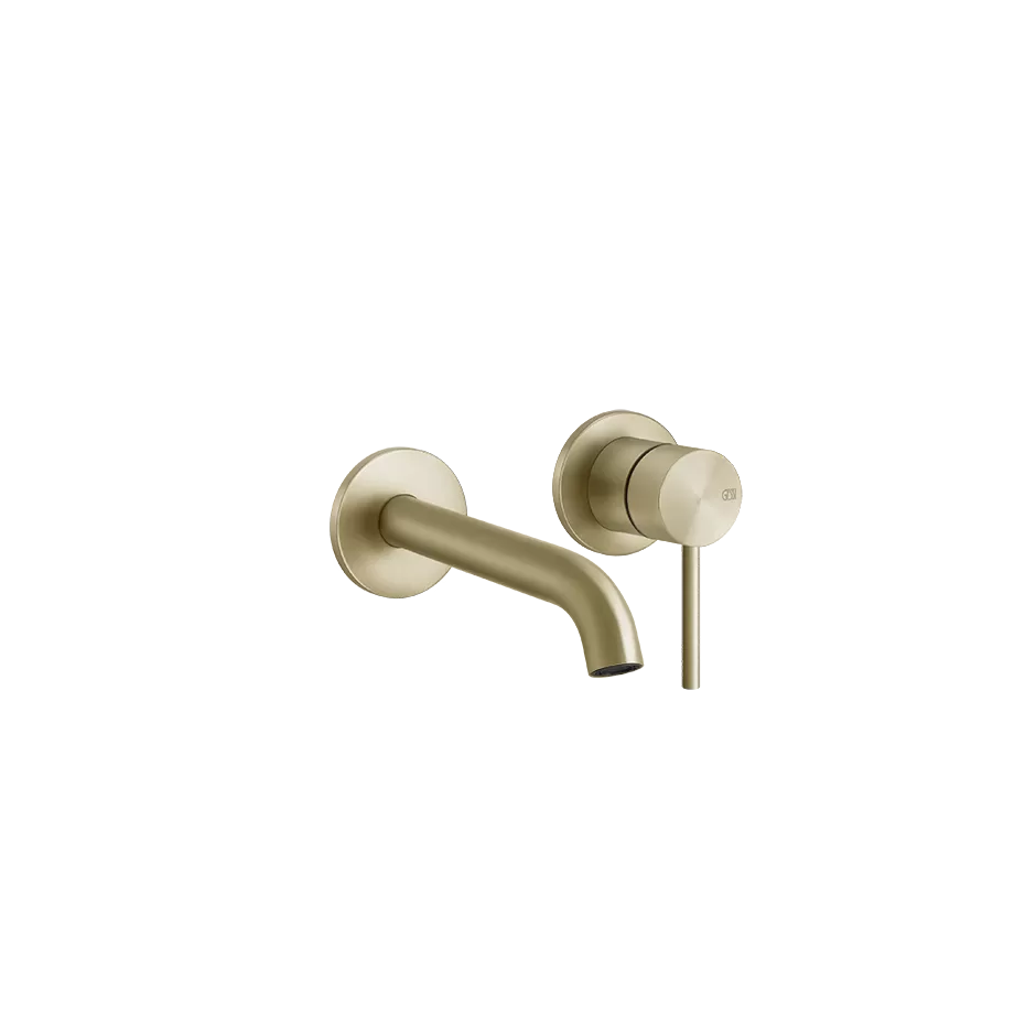 Смеситель для раковины настенный скрытого монтажа с длинным изливом FLESSA 727 Brushed Brass PVD GESSI
