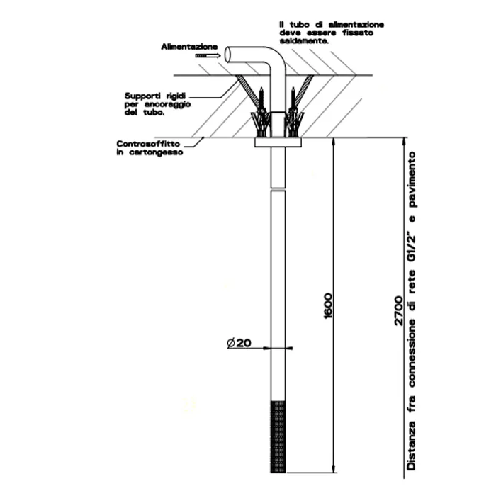 Излив потолочный MECCANICA, комбинируемый с удаленным управлением