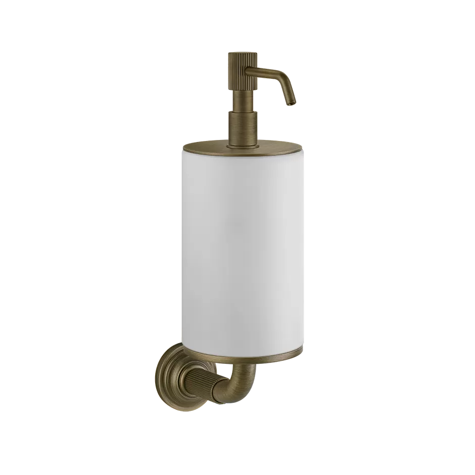 Дозатор для жидкого мыла настенный белое стекло VENTI20 713 Antique Brass GESSI