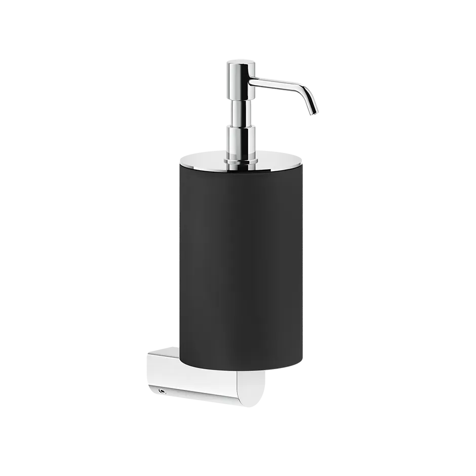 Дозатор для жидкого мыла настенный черное стекло RILIEVO 707 Black Metal Brushed PVD GESSI