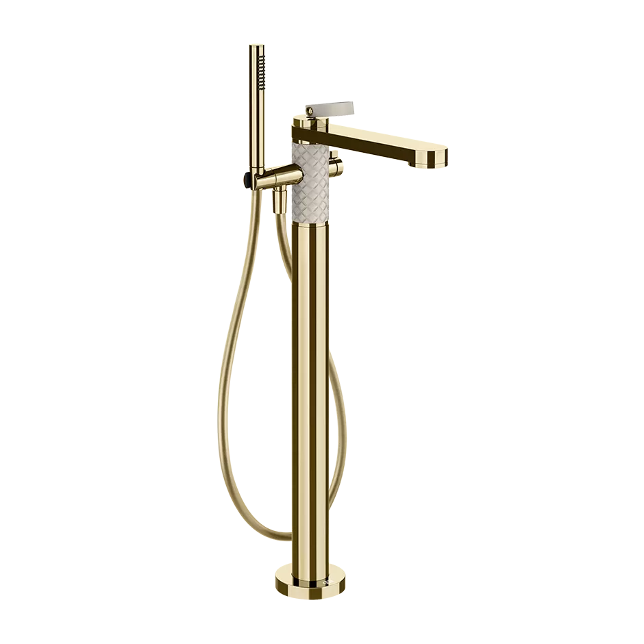 78428.434 Внешняя часть отдельно стоящего смесителя для ванны с ручным душем и переключателем. Имитация кожи.