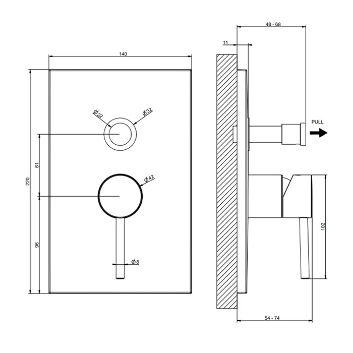 Смеситель для ванны/душа скрытого монтажа внешняя часть 2 потока EMPORIO 149 Finox Brushed Nickel gessi