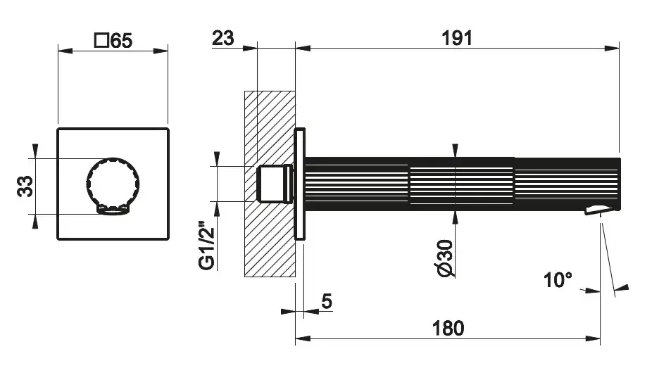 Излив настенный 180мм GESSI INCASTRI 710 Brass PVD