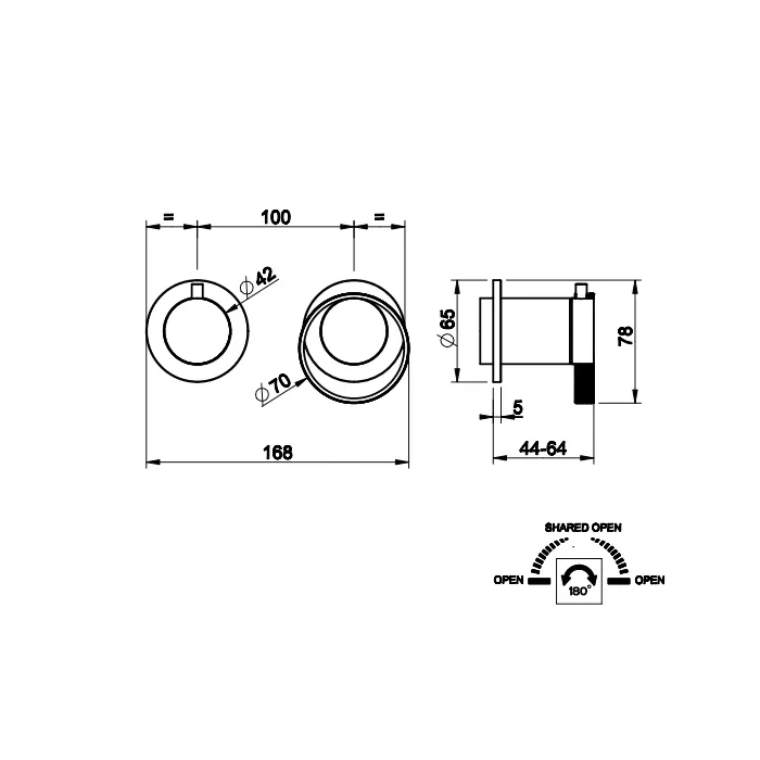 Смеситель для ванны/душа скрытого монтажа внешняя часть 2 потока ANELLO 031 Chrome GESSI