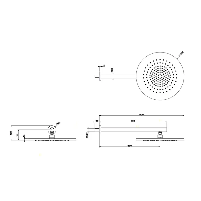 Верхний душ Ø355 настенный монтаж тропический ливень GESSI316 239 Steel Brushed GESSI
