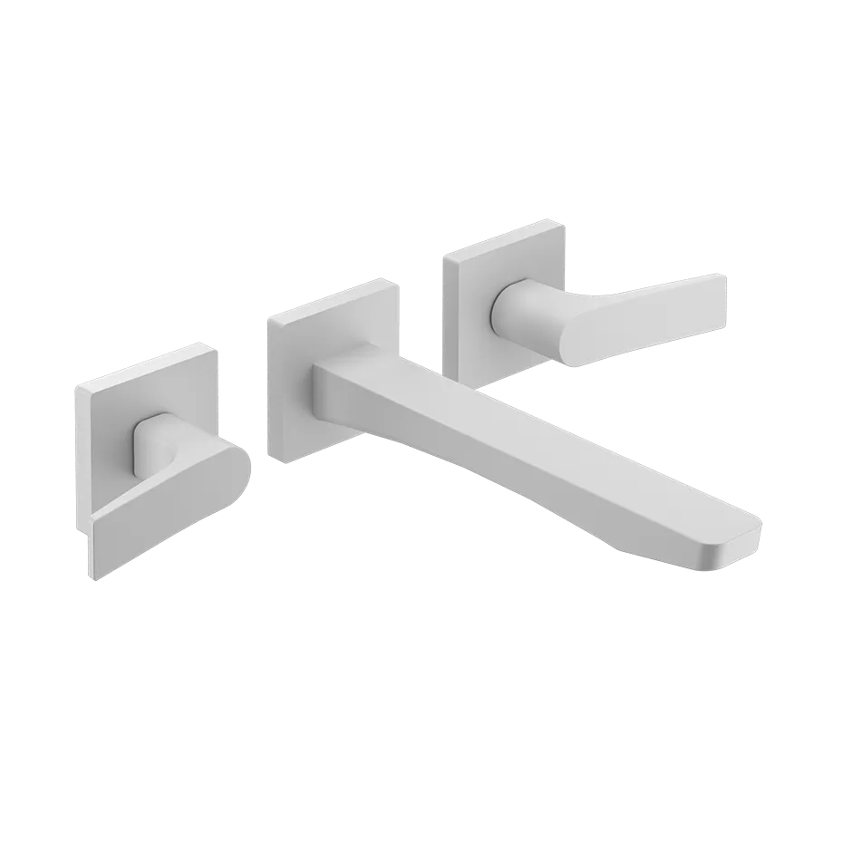 Смеситель для раковины настенный скрытого монтажа на 3 отверстия с средним изливом RILIEVO 279 White CN GESSI