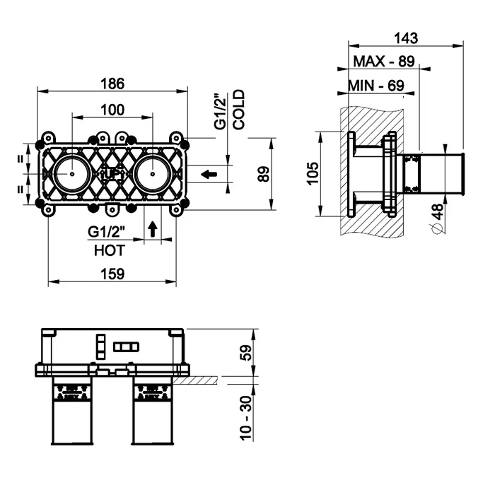 Gessi Via tortona Встраиваемая часть для смесителя с изливом., цвет: Chrome