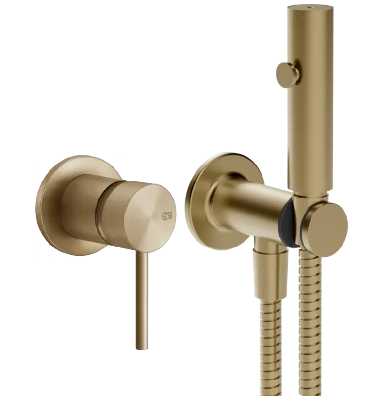 Гигиенический душ комплект со смесителем и скрытой частью FLESSA 726 Warm Bronze Br. PVD gessi