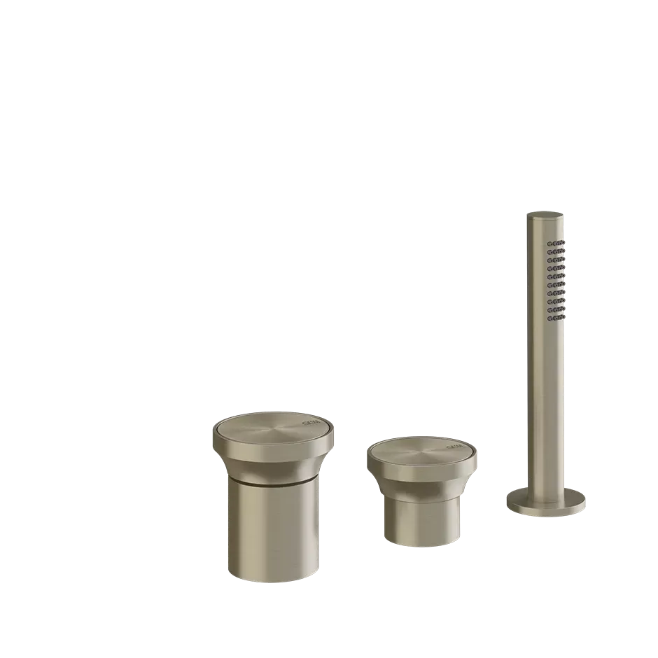 Смеситель на борт ванны 3 отверстия с изливом и душевым набором ORIGINI вставка в комплекте можно дополнительно комплектовать вставками арт.66600 или арт.66602 707 Black Metal Brushed PVD GESSI