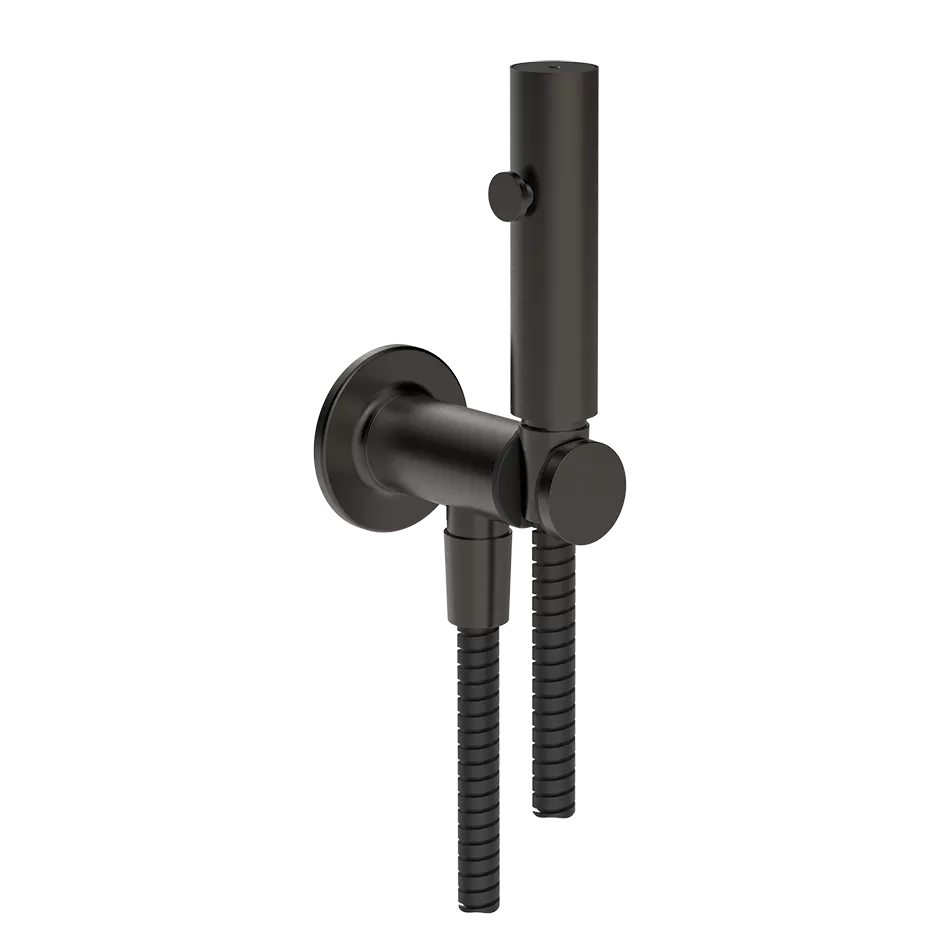 Гигиенический душ со шлангом держателем и скрытым подключением без смесителя INCISO 707 Black Metal Brushed PVD GESSI