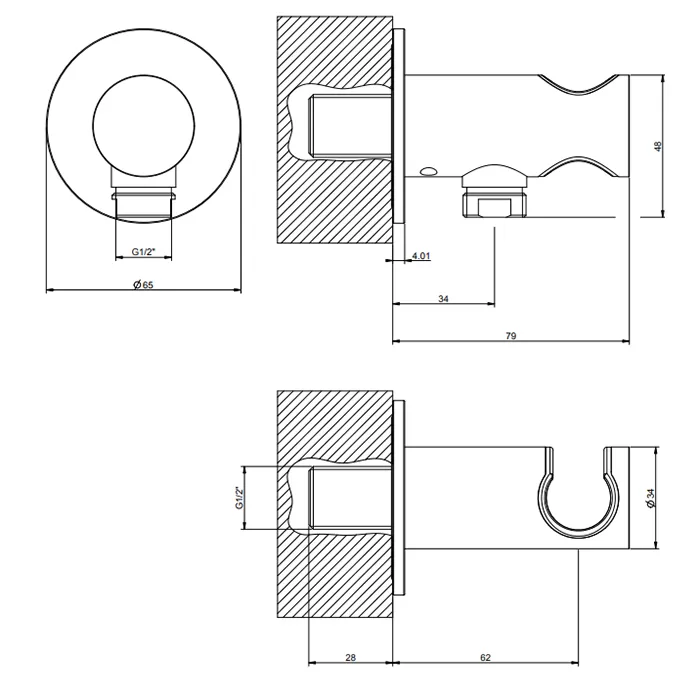 Держатель для душевой лейки с выводом воды