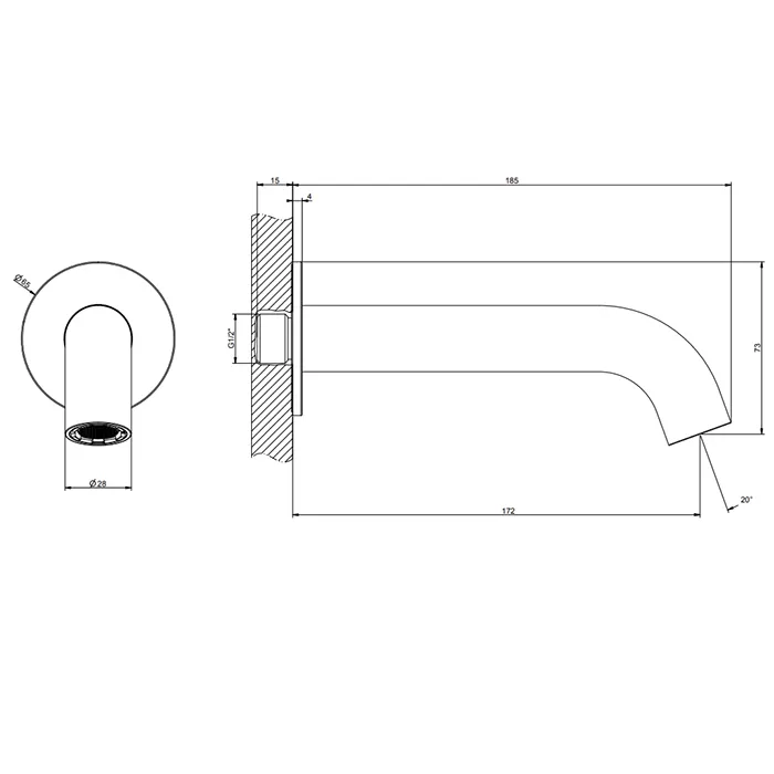 Настенный излив для ванны