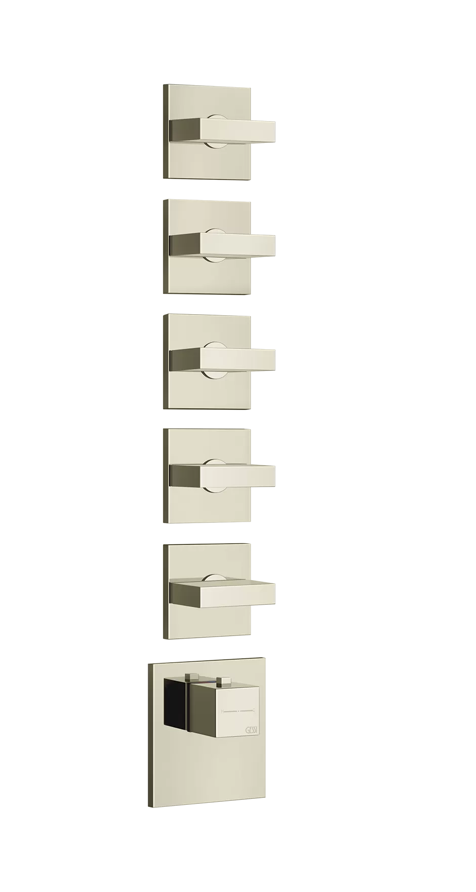 Смеситель для ванны/душа термостатический скрытого монтажа внешняя часть 5 потоков RETTANGOLO 720 Nickel PVD GESSI