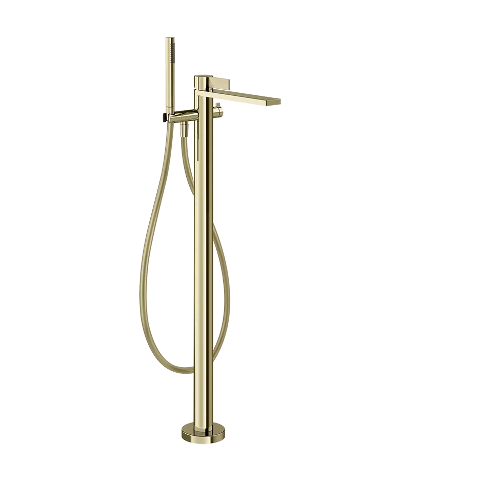 Смеситель для ванны напольный с душевым набором без скрытой части INVERSO RIGATO 710 Brass PVD GESSI