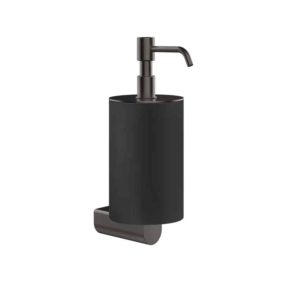 Дозатор для жидкого мыла настенный черное стекло RILIEVO 707 Black Metal Brushed PVD GESSI