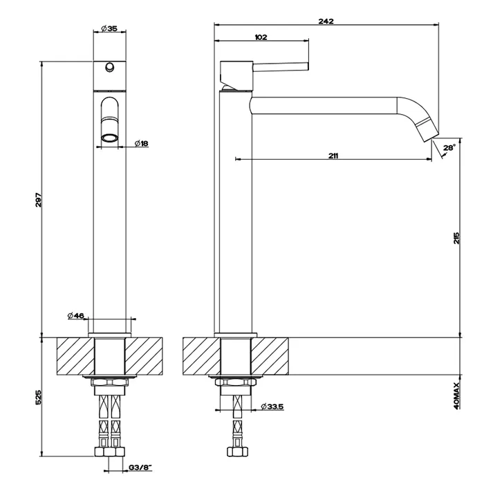 Смеситель для раковины высокий EMPORIO VIA TORTONA 299 Black XL GESSI