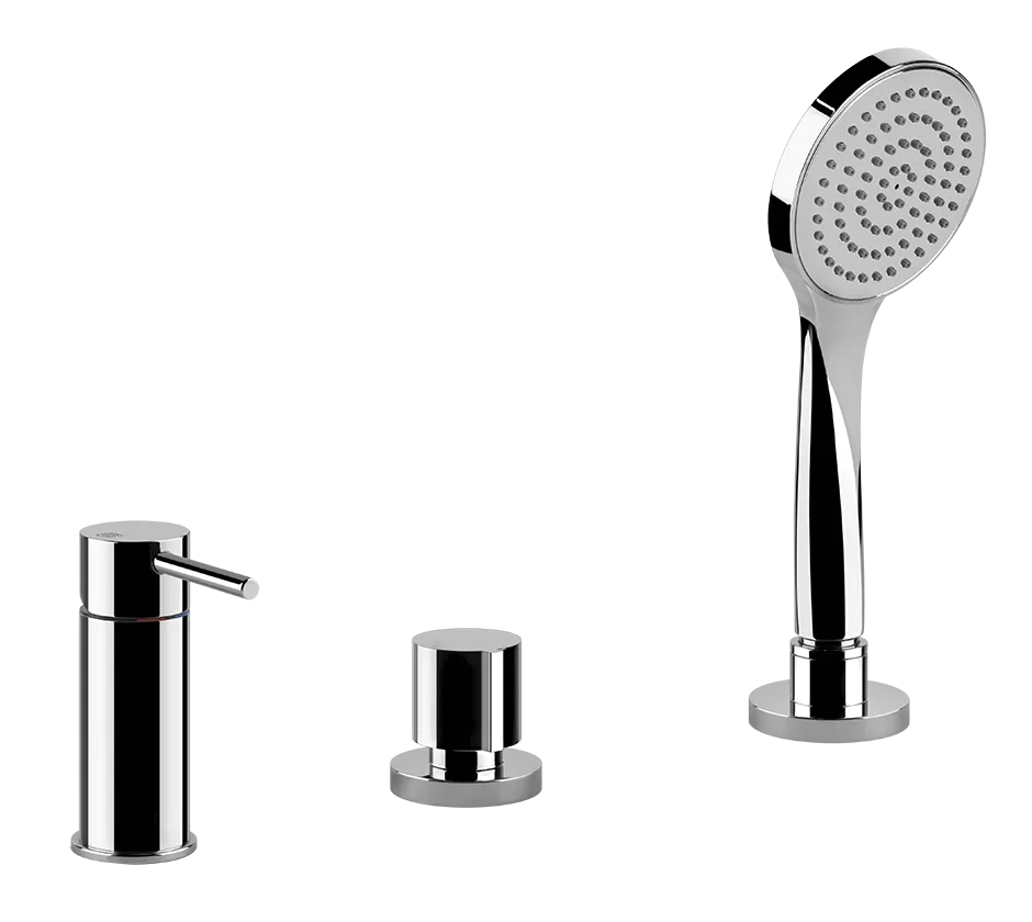 Смеситель на борт ванны 3 отверстия наполнение через слив-перелив с душевым набором EMPORIO VIA TORTONA 031 Chrome GESSI