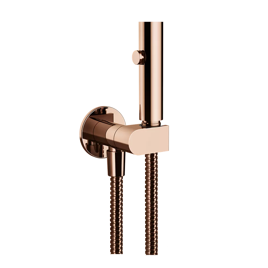 Гигиенический душ с запорным клапаном со шлангом держателем и скрытым подключением без смесителя 030 Copper PVD GESSI