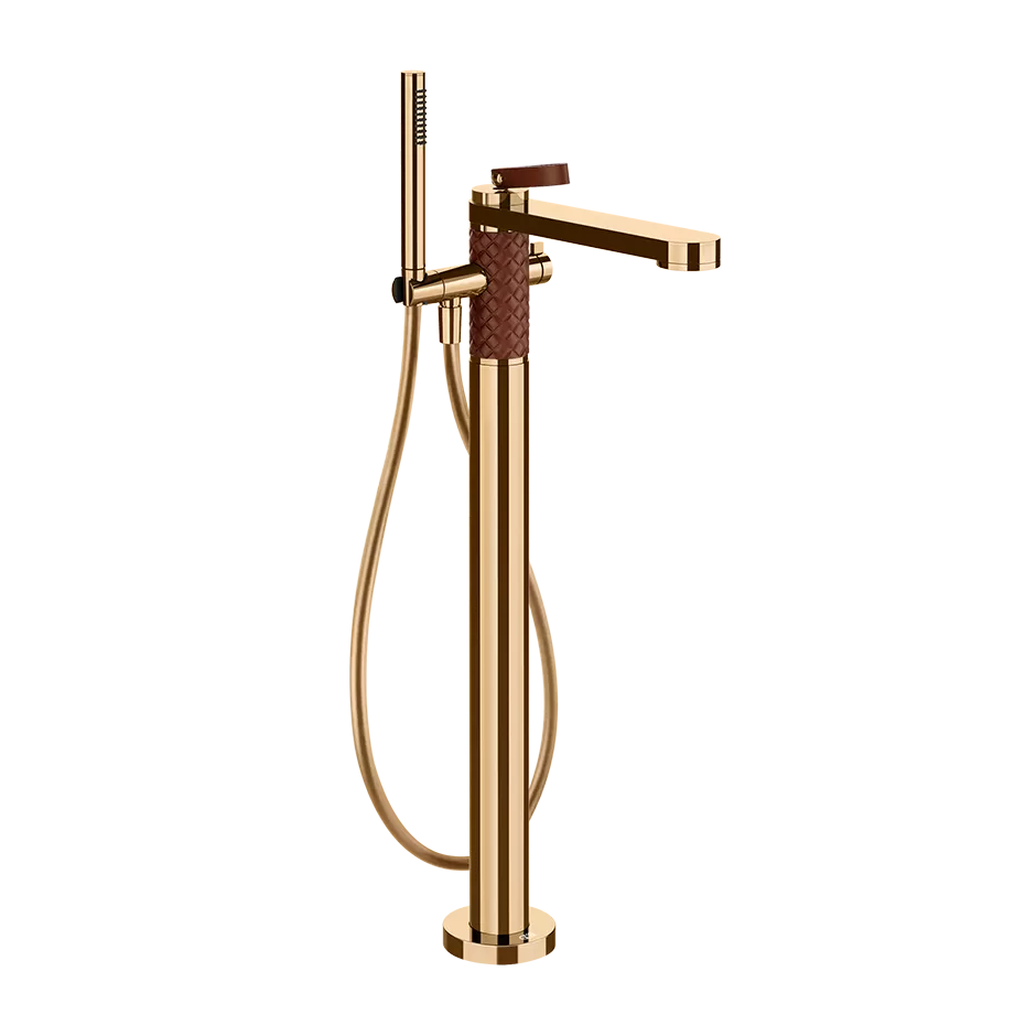 78428.430 Внешняя часть отдельно стоящего смесителя для ванны с ручным душем и переключателем. Имитация кожи.