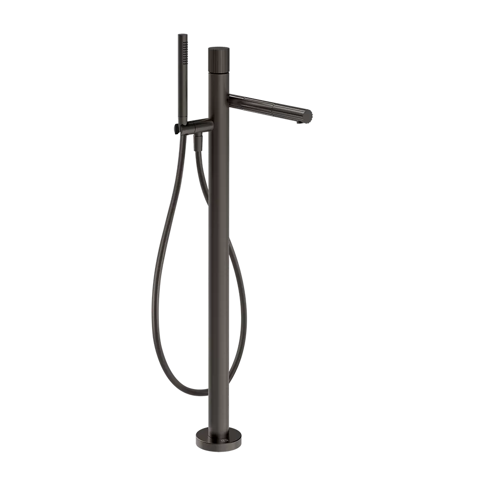Смеситель для ванны напольный с душевым набором GESSI INCASTRI 707 Black Metal Brushed