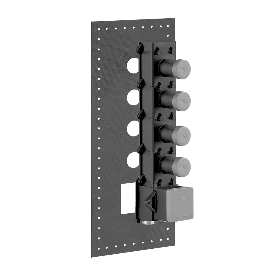 Встраиваемая часть для термостатического смесителя с 4 независимыми выходами высокой производительности