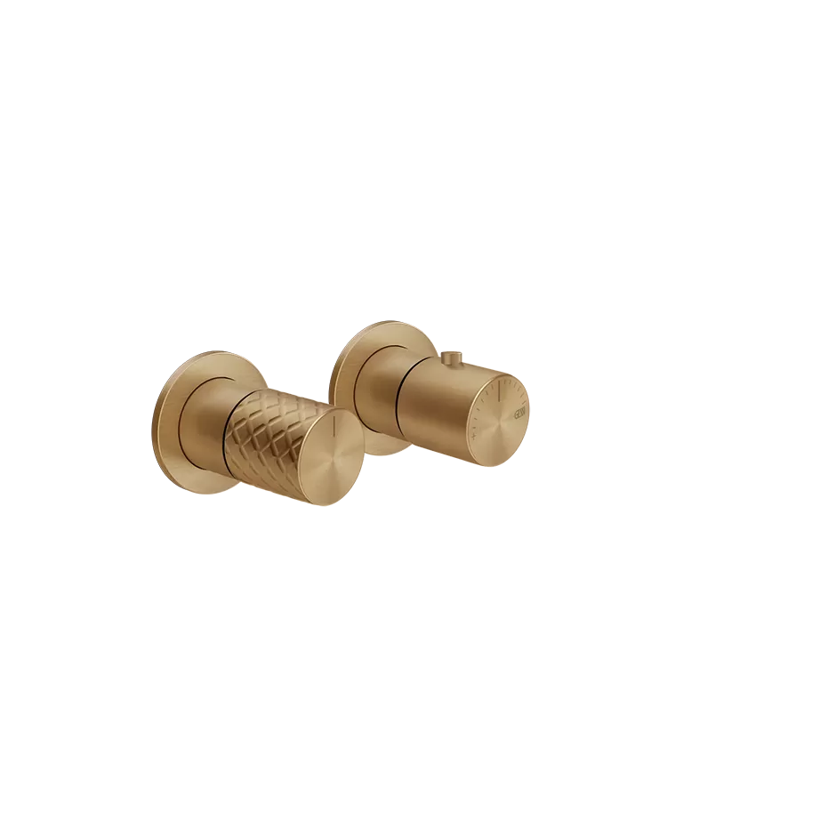 Смеситель для ванны/душа термостатический скрытого монтажа внешняя часть 2 потока HABITO INTRECCIO 726 Warm Bronze Br. PVD GESSI