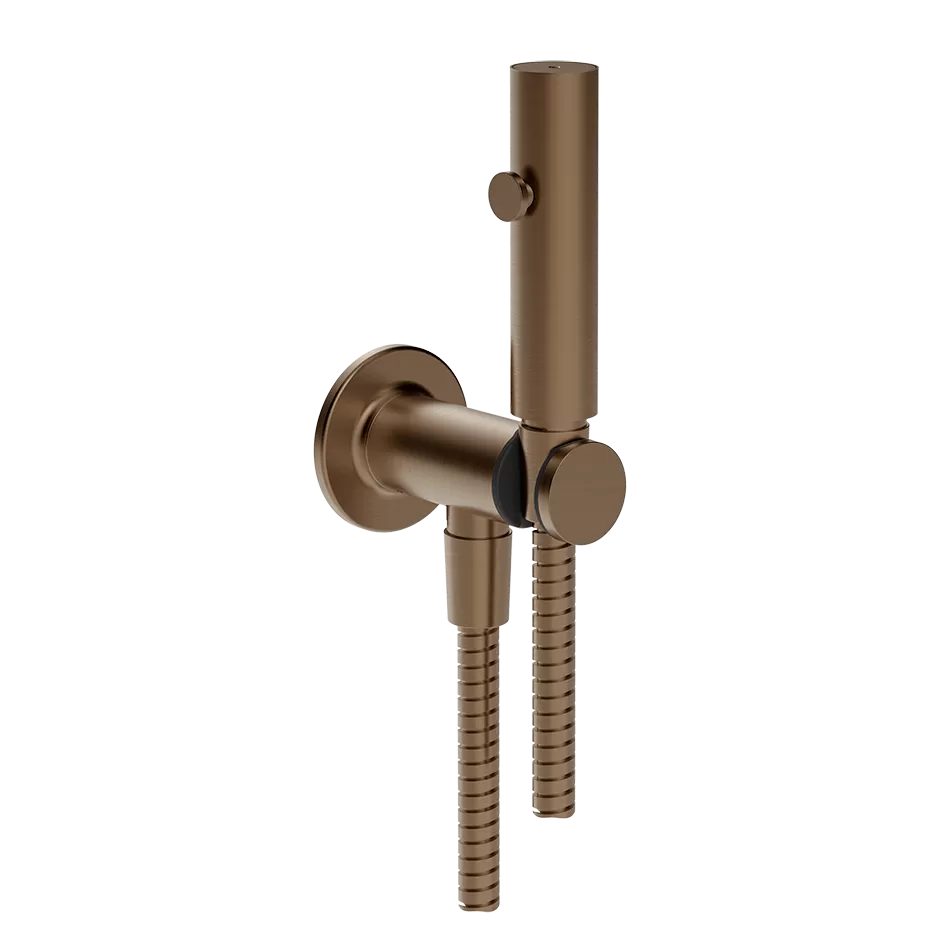 Гигиенический душ со шлангом держателем и скрытым подключением без смесителя INCISO 708 Copper Brushed PVD GESSI