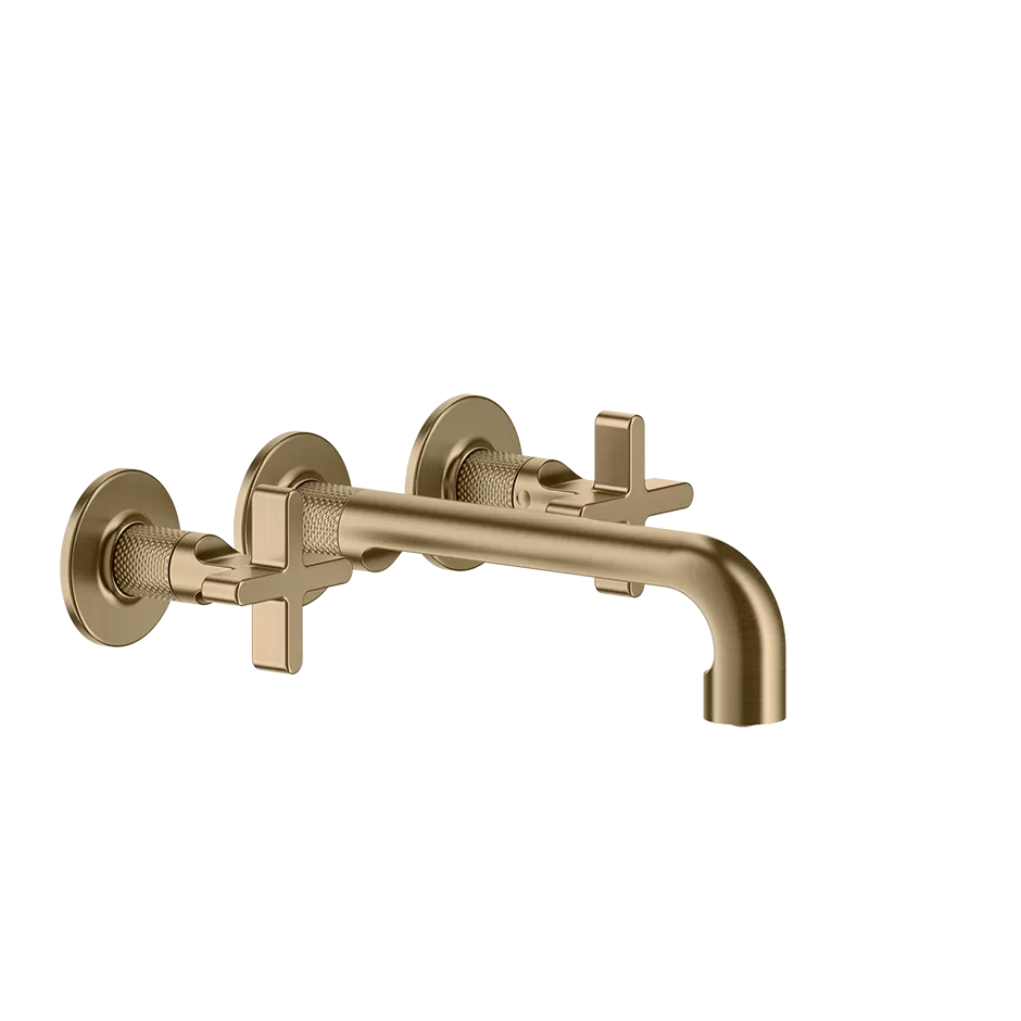 Смеситель для раковины настенный скрытого монтажа на 3 отверстия с средним изливом INCISO + 726 Warm Bronze Br. PVD GESSI