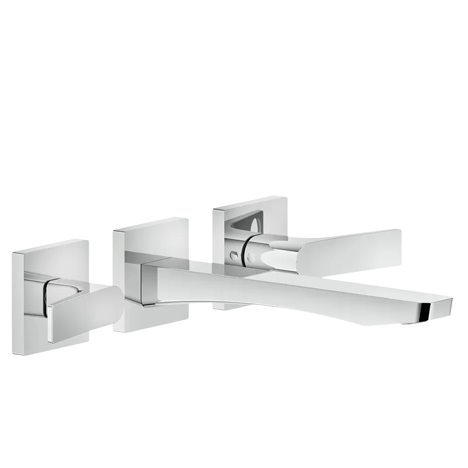 Смеситель для раковины настенный скрытого монтажа на 3 отверстия с средним изливом RILIEVO 707 Black Metal Brushed PVD GESSI