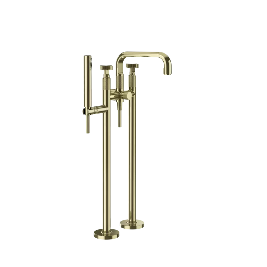 Смеситель для ванны напольный с душевым набором без скрытой части INCISO + 710 Brass PVD GESSI