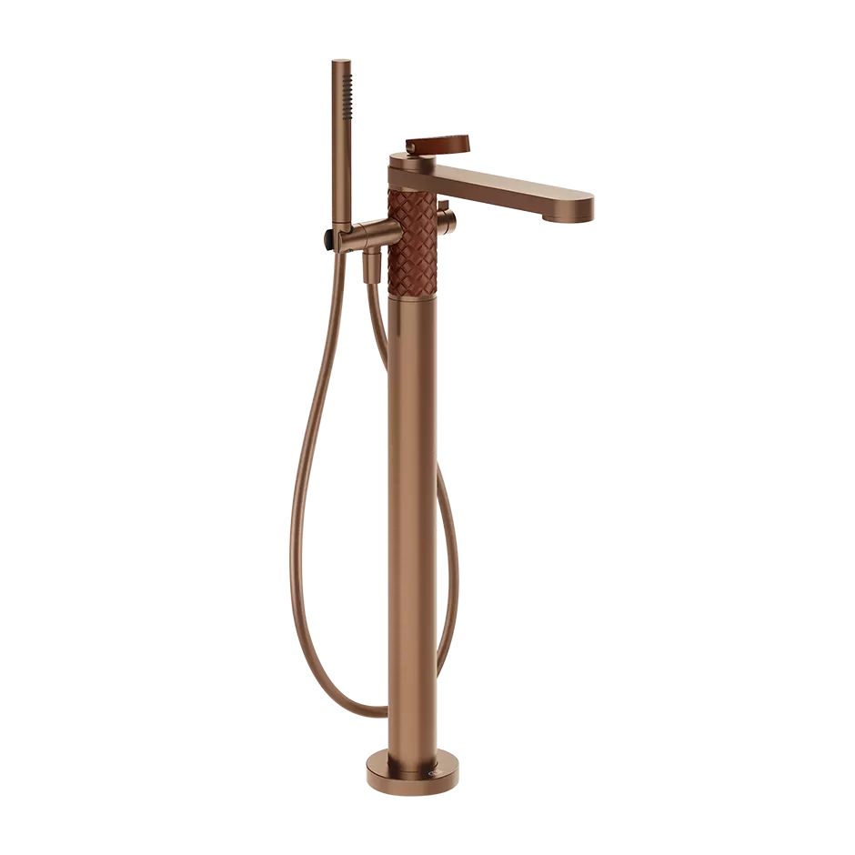 78428.445 Внешняя часть отдельно стоящего смесителя для ванны с ручным душем и переключателем. Имитация кожи.