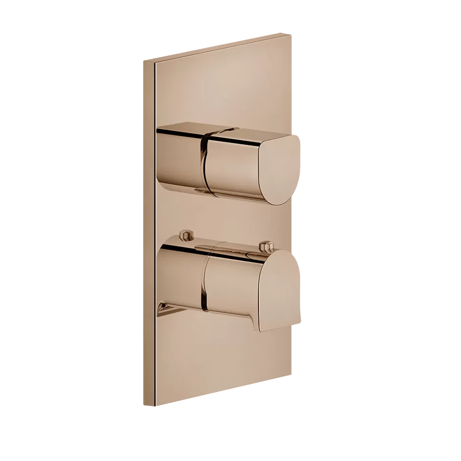 Смеситель для душа термостатический скрытого монтажа внешняя часть 1 поток RILIEVO 030 Copper PVD GESSI