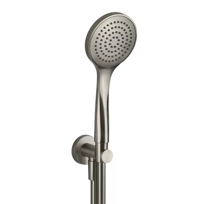 Gessi Emporio shower Душевой комплект, состоящий из вывода воды, держателя, шланга 1,50 м и лейки, цвет: Finox Brushed Nickel