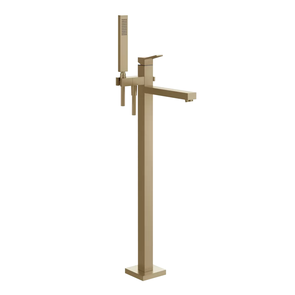 Смеситель для ванны напольный с душевым набором без скрытой части RETTANGOLO K 726 Warm Bronze Br. PVD GESSI