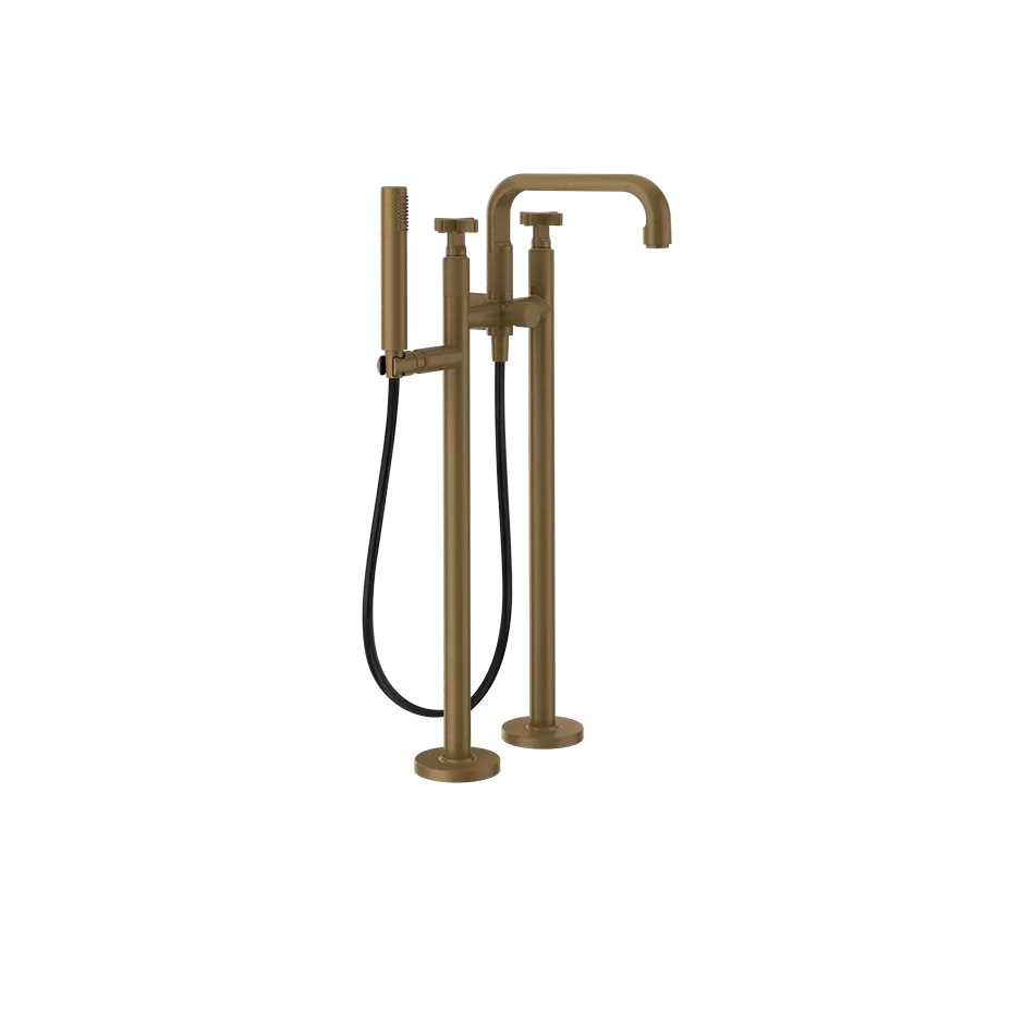 Смеситель для ванны напольный с душевым набором без скрытой части INCISO + 713 Antique Brass GESSI