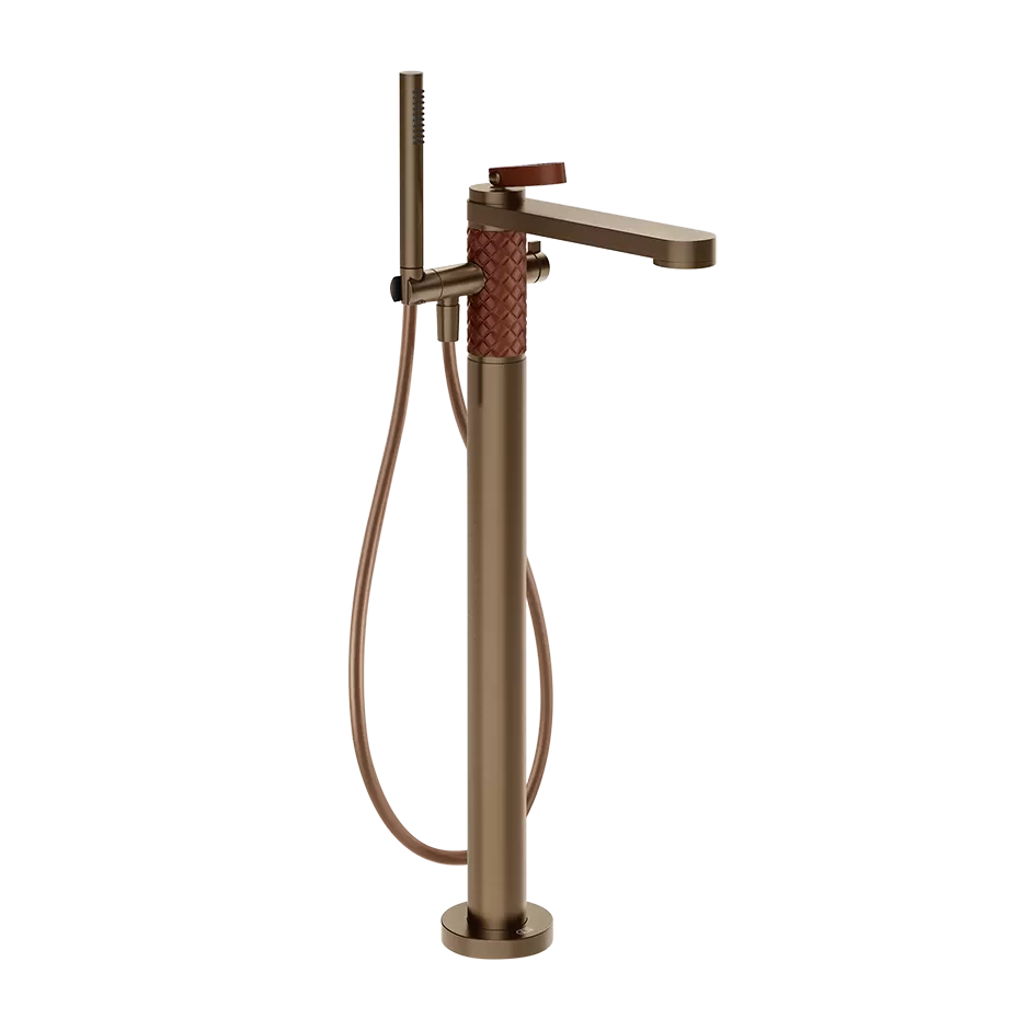 78428.447 Внешняя часть отдельно стоящего смесителя для ванны с ручным душем и переключателем. Имитация кожи.