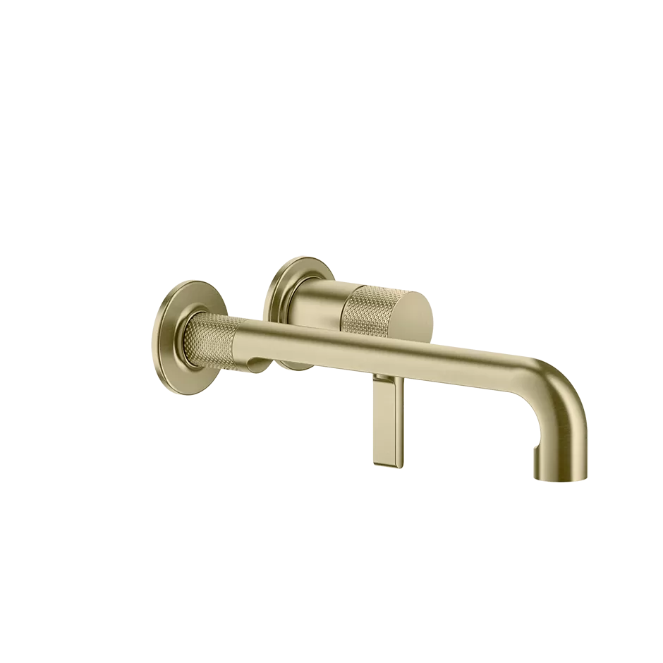 Смеситель для раковины настенный скрытого монтажа с длинным изливом INCISO 727 Brushed Brass PVD GESSI