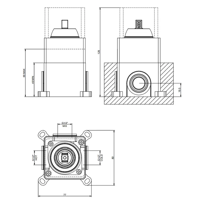 Gessi Via manzoni Встраиваемая часть для однорычажного смесителя, цвет: Finox Brushed Nickel