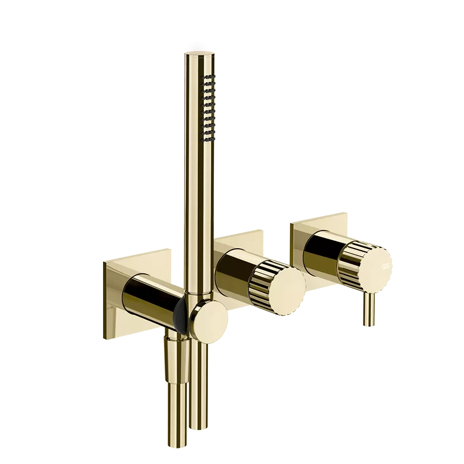 Смеситель для ванны/душа скрытого монтажа с душ набором на 2 потока GESSI INCASTRI 710 Brass PVD