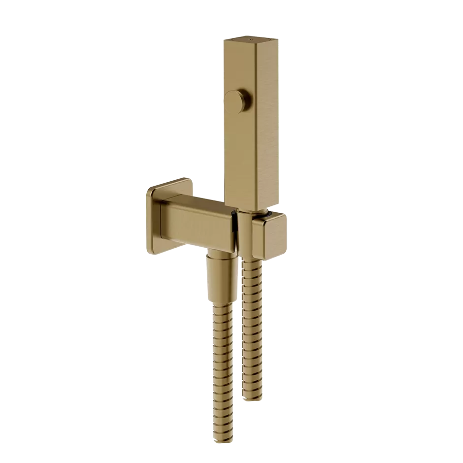 Гидроершик для унитаза со шлангом держателем и скрытым подключением без смесителя RETTANGOLO 726 Warm Bronze Br. PVD GESSI