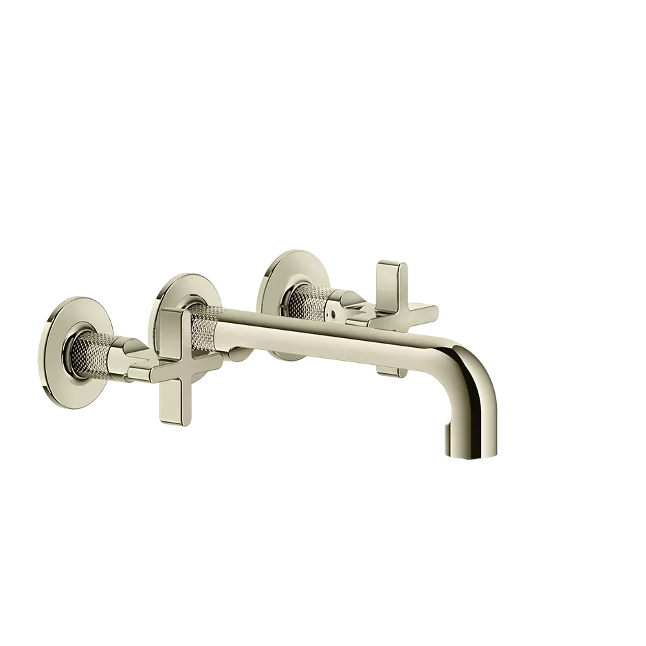 Смеситель для раковины настенный скрытого монтажа на 3 отверстия с средним изливом INCISO + 720 Nickel PVD GESSI