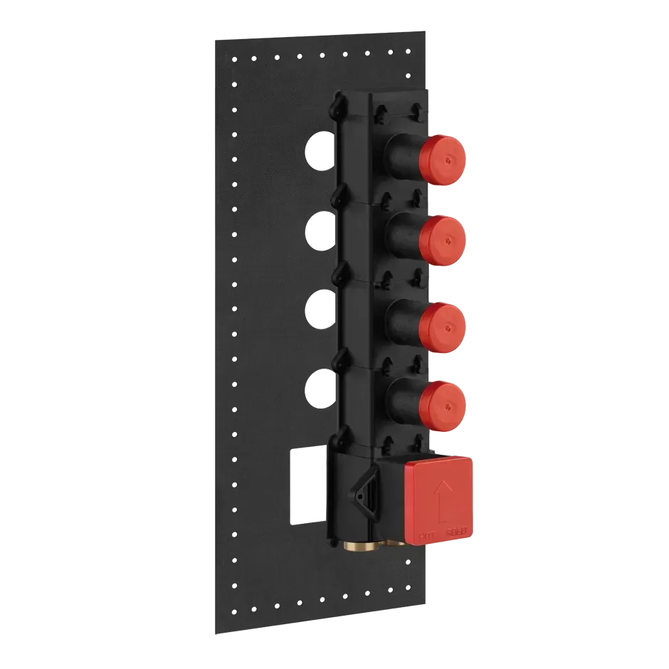 Встраиваемая часть для термостатического смесителя с 4 независимыми выходами высокой производительности